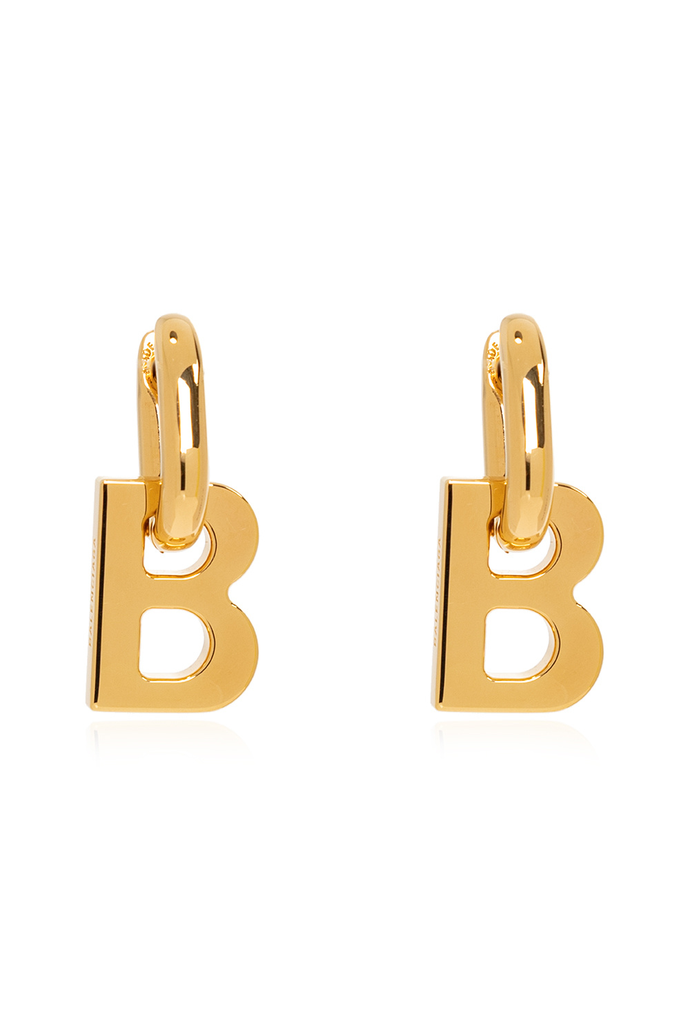 Balenciaga Brass logo earrings