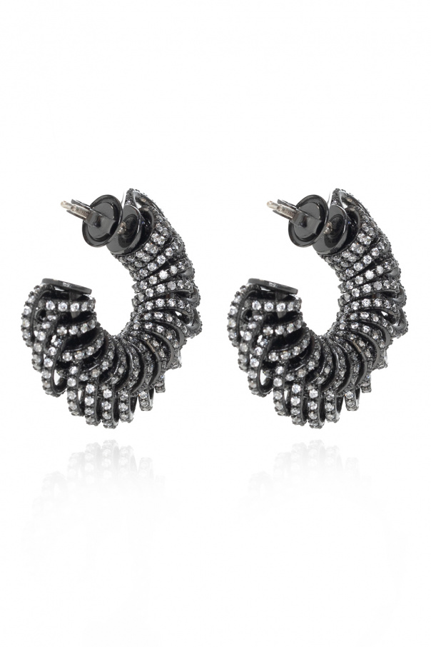 bottega pompom-detailing Veneta Silver zirconia earrings