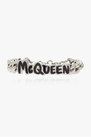 Alexander McQueen skull-print knitted scarf Weiß