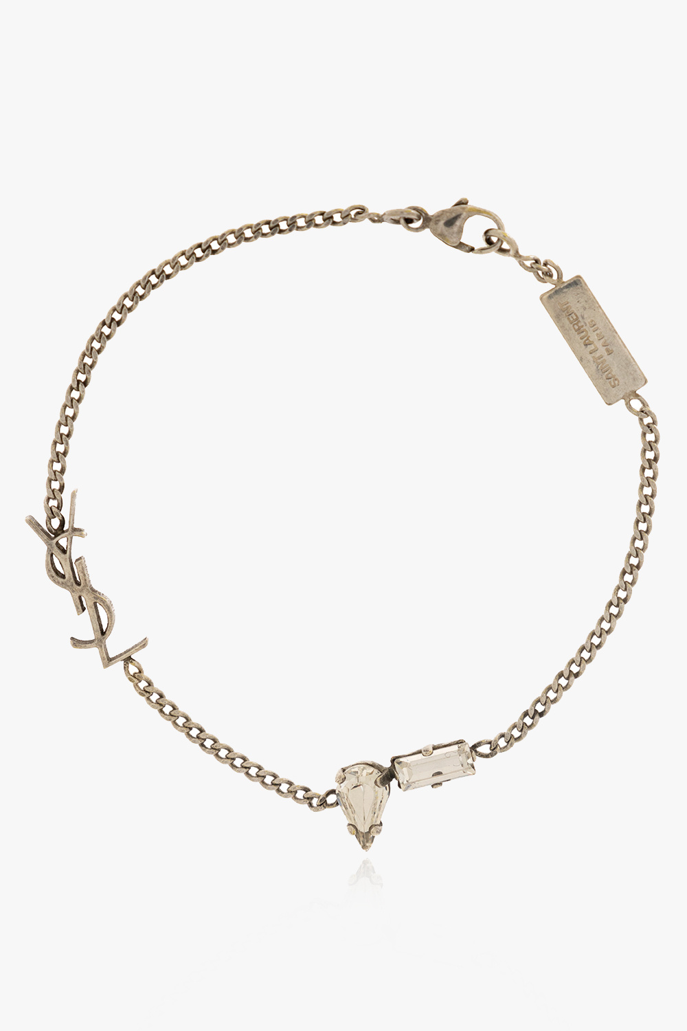 Saint Laurent Monogram-charm Chain Brass Bracelet in Metallic