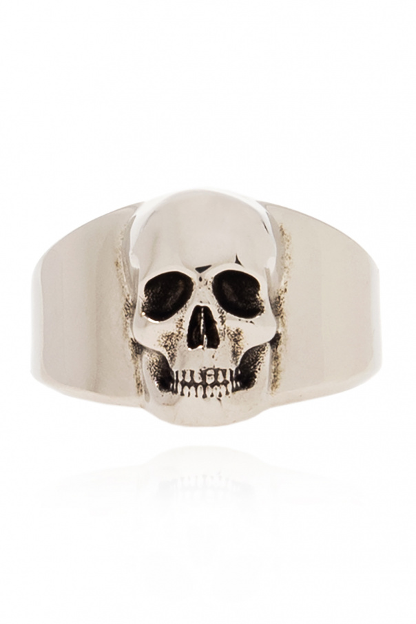 Alexander McQueen Brass signet ring with skull