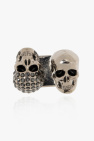 Alexander McQueen Zwei-Finger-Ring mit Totenköpfen Metallisch