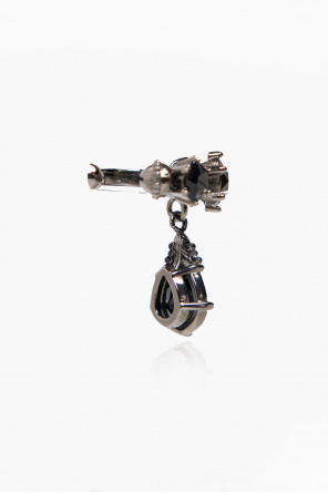 Silberfarbener Schlüsselanhänger mit Totenkopfmotiv und Gravur aus Messing von Alexander McQueen
