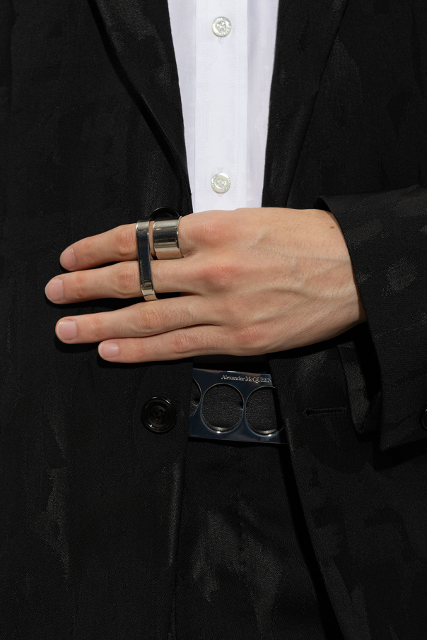 Alexander McQueen Podwójny mosiężny pierścień