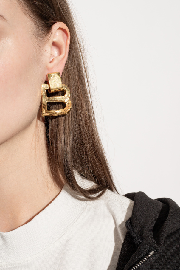 Balenciaga Logo-shaped brass earrings
