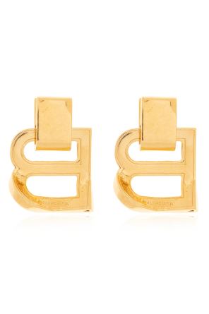 Balenciaga Logo-shaped brass earrings