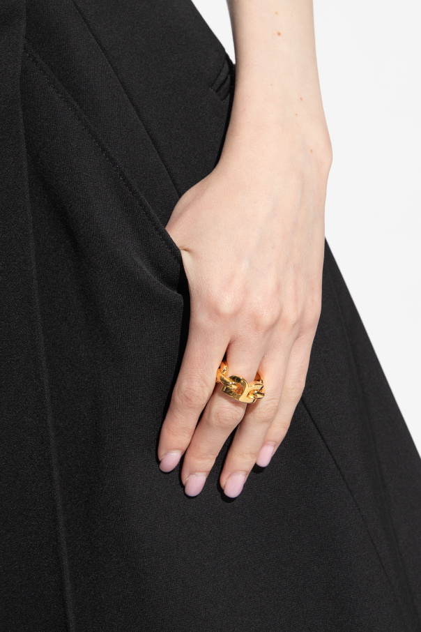 Balenciaga Mosiężny pierścień z logo