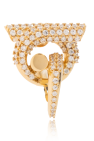FERRAGAMO GOLD Logo-shaped earrings with shimmering crystals.