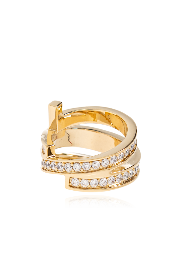 FERRAGAMO Ring with shimmering crystals