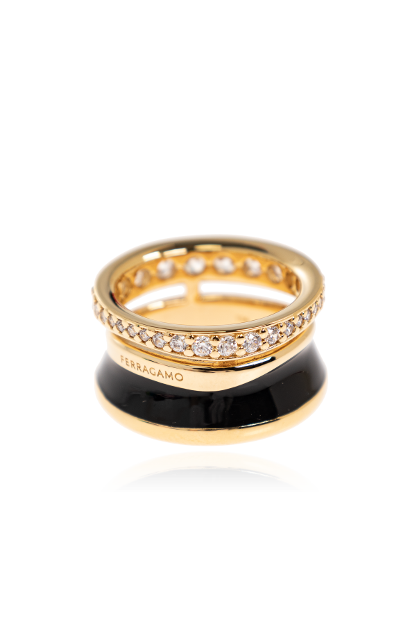 FERRAGAMO Ring with shimmering crystals