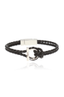 FERRAGAMO BLACK ‘Gancini’ braided bracelet