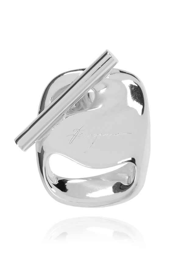 FERRAGAMO Silberne Ohrringe mit eingraviertem Logo