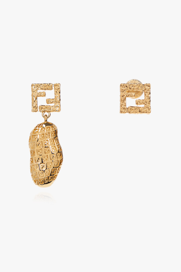 Fendi Asymmetrical brass earrings