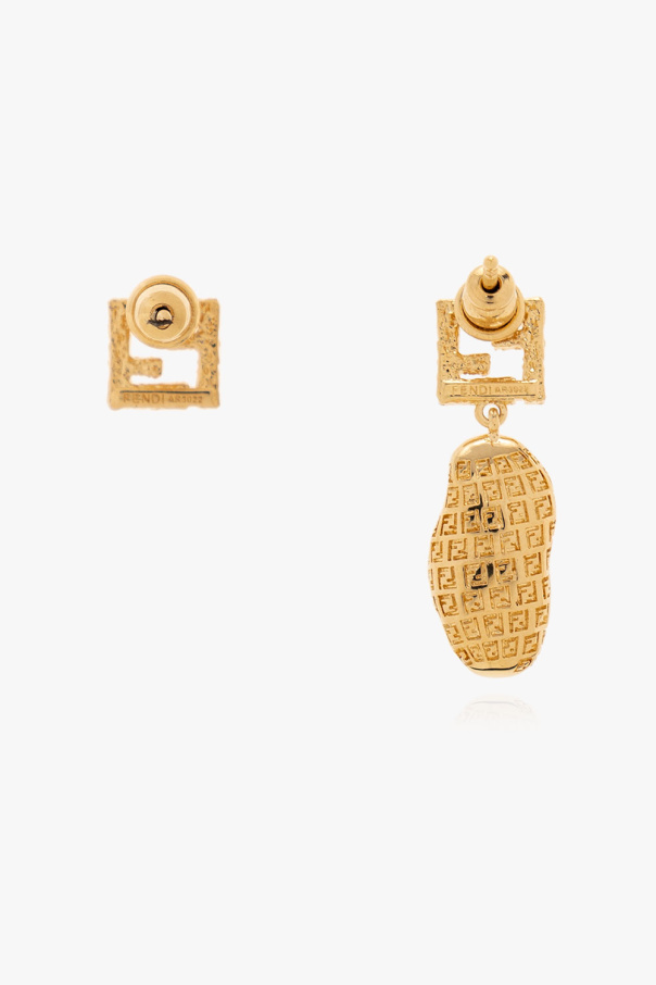 Fendi Asymmetrical brass earrings