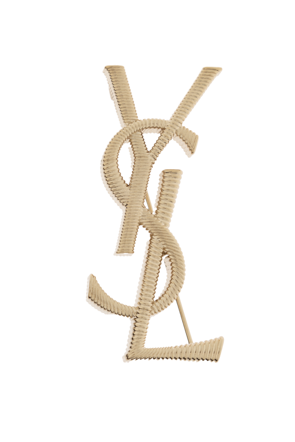 Logo-shaped brooch od Saint Laurent