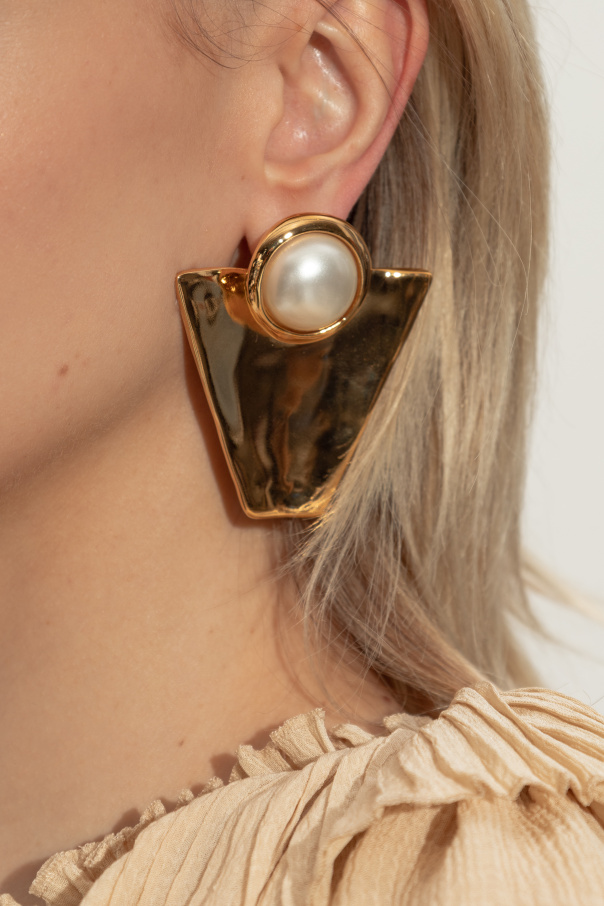 Saint Laurent Clip-ons with glass pearl