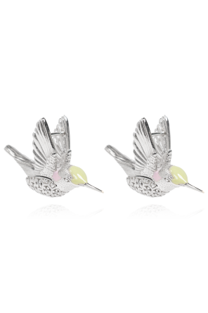 Earrings with hummingbird motif