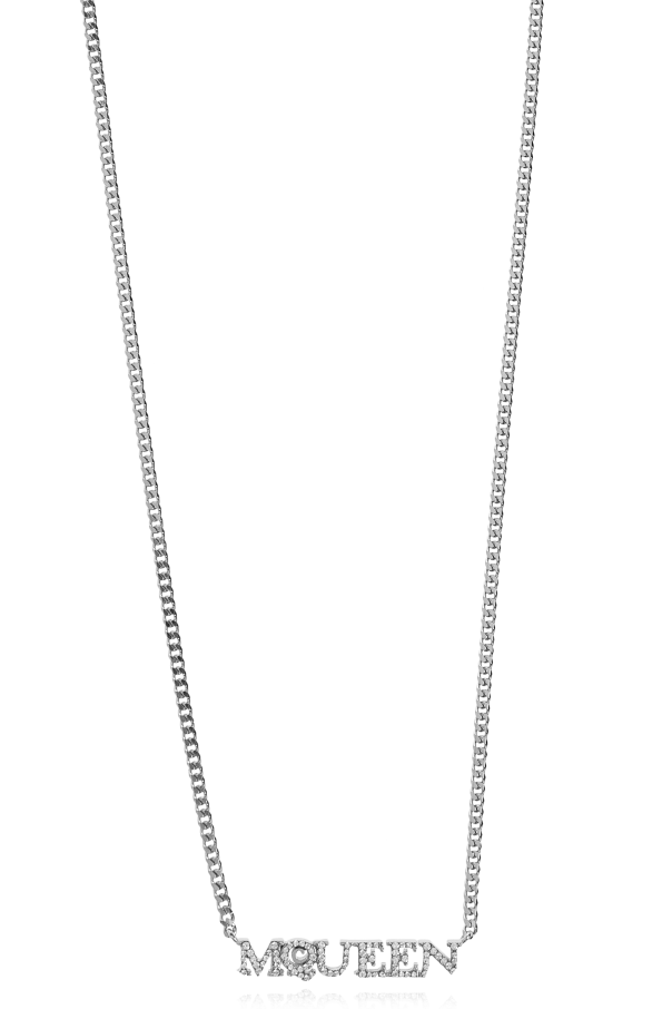 Necklace with a logo encrusted with sparkling crystals od Alexander McQueen