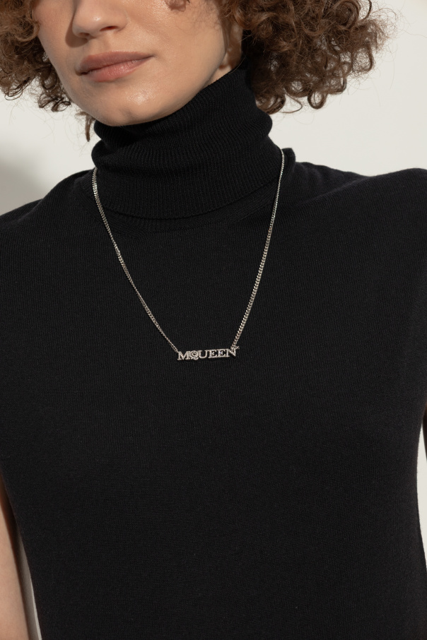 Alexander McQueen Necklace with logo embellished with sparkling crystals