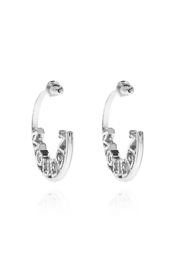 Alexander McQueen Earrings with a logo encrusted with sparkling crystals