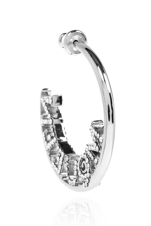 Alexander McQueen Earrings with a logo encrusted with sparkling crystals