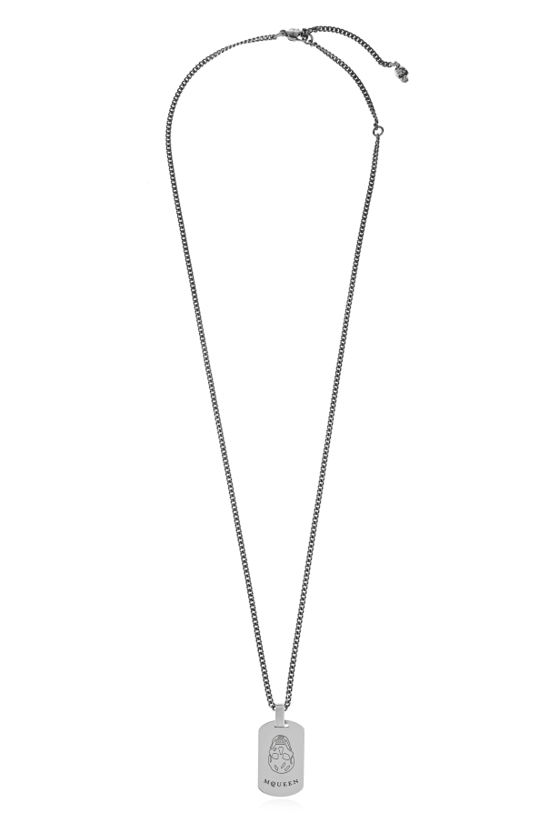 Alexander McQueen Necklace with a pendant featuring an engraved logo