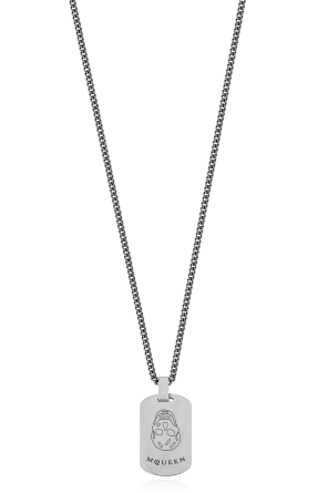 Necklace with a pendant featuring an engraved logo