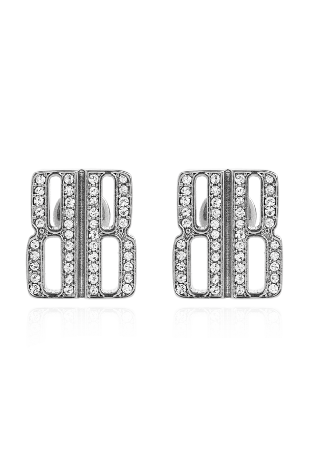 Earrings in the shape of a logo with sparkling crystals od Balenciaga