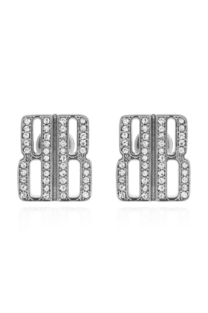 Earrings in the shape of a logo with sparkling crystals