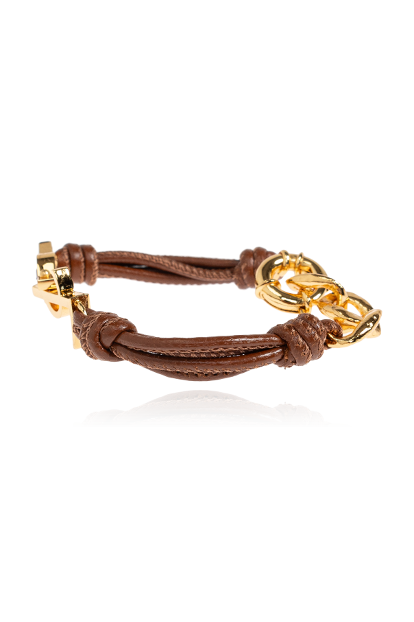 Saint Laurent Pulsera de cuero con logo
