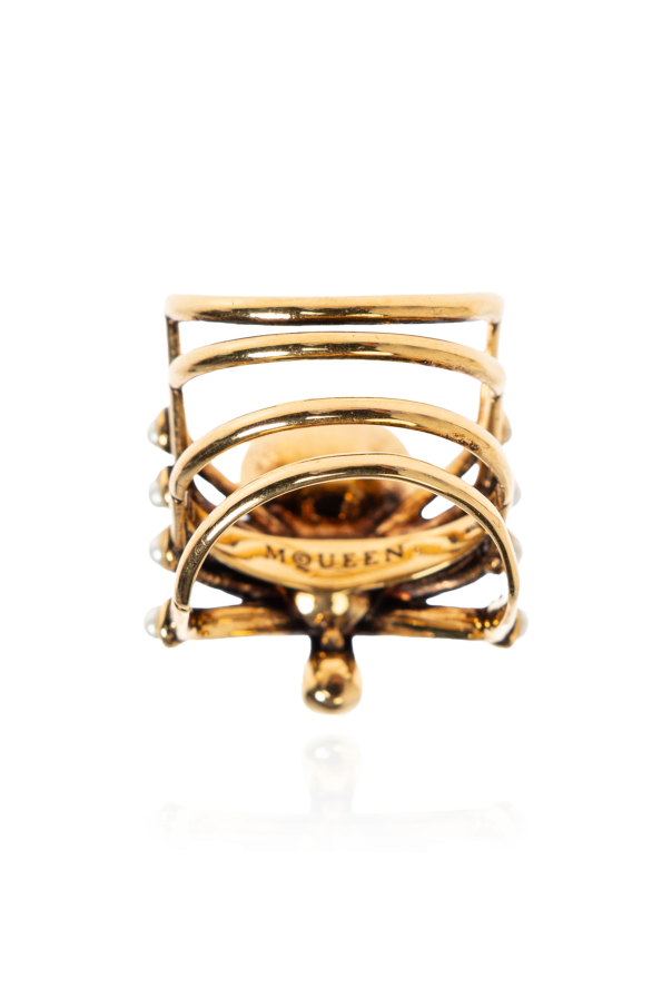 Alexander McQueen Anillo con cristales brillantes