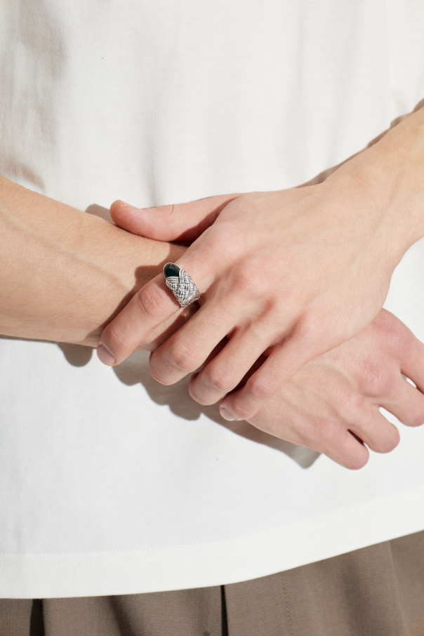 Bottega Veneta Silver signet ring with a stone