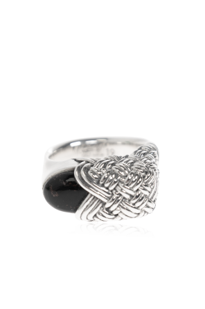 Silver signet ring with a stone od Bottega Veneta