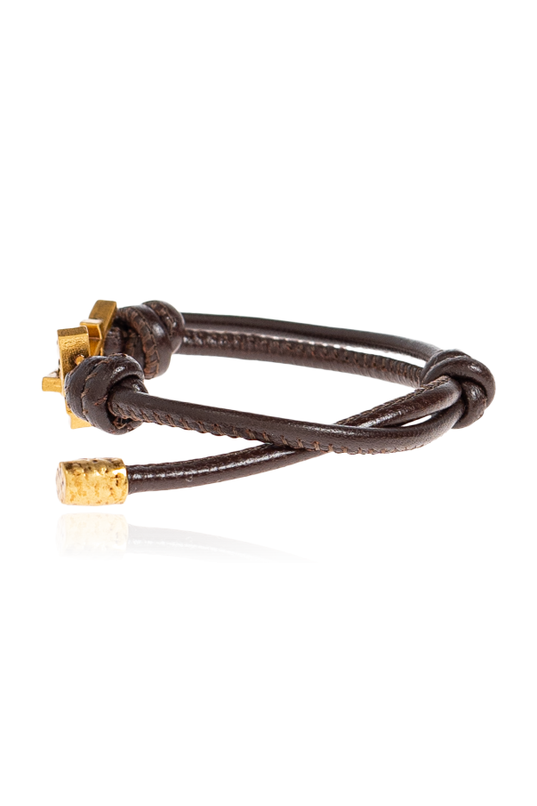 Saint Laurent Pulsera de cuero con logo