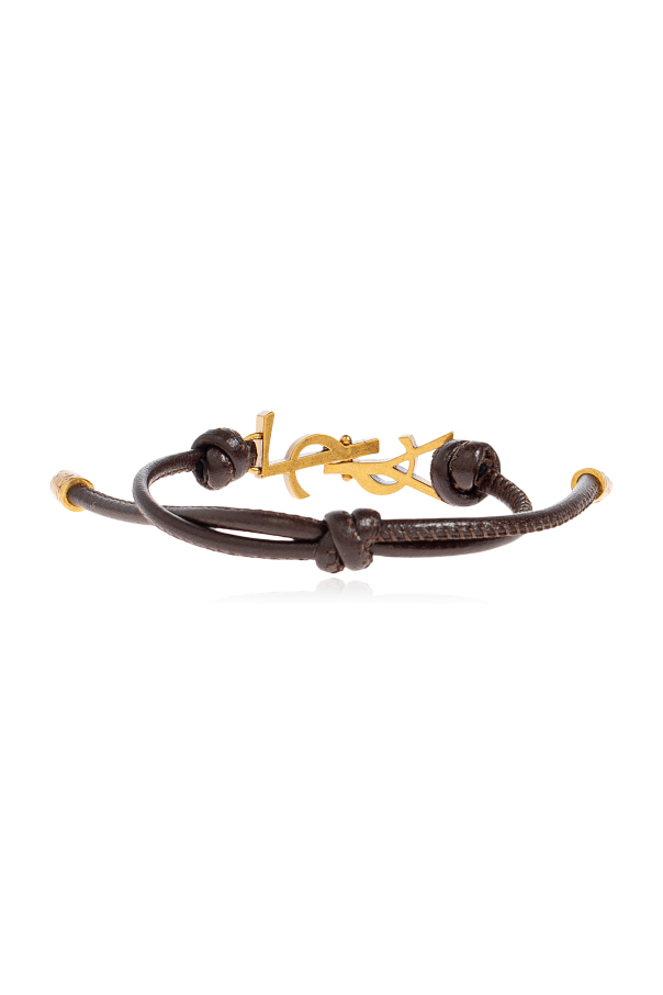 Saint Laurent Pulsera de cuero con logo