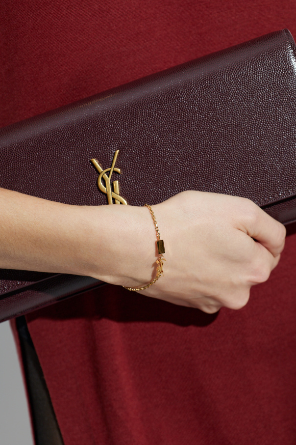 Saint Laurent Brazalete de latón con logo