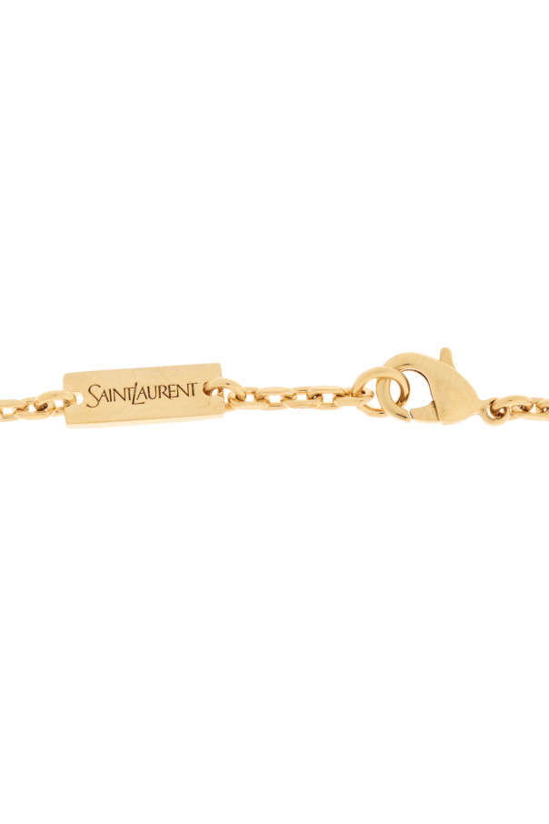 Saint Laurent Brazalete de latón con logo