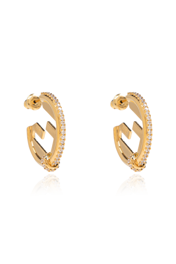 Round earrings with shimmering crystals od Fendi