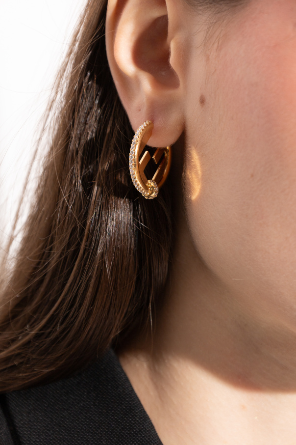 Fendi Okrągłe kolczyki z połyskującymi kryształami