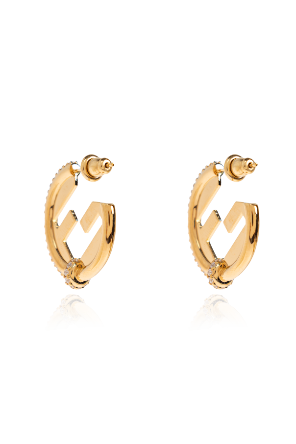 Fendi Okrągłe kolczyki z połyskującymi kryształami