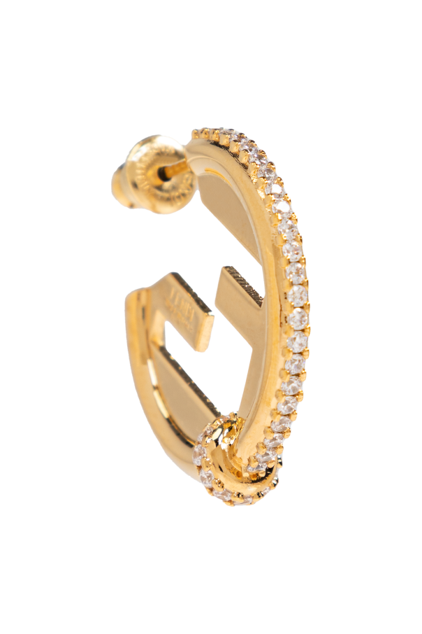 Fendi Okrągłe kolczyki z połyskującymi kryształami