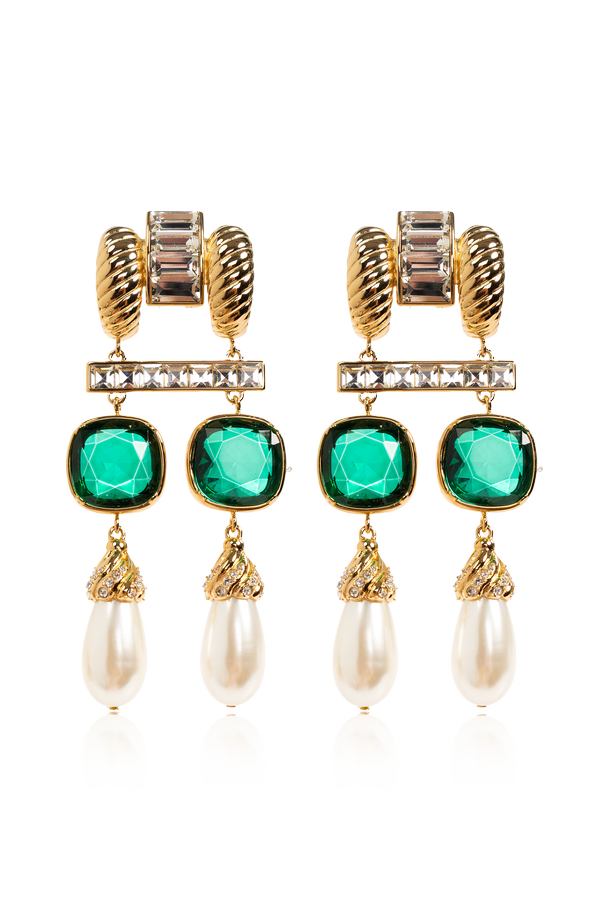 Valentino Garavani Pendientes largos con cristales brillantes