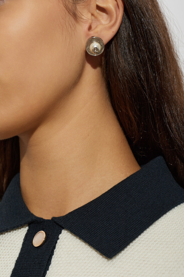 Casablanca Silver Round Logo Earrings by Casablanca