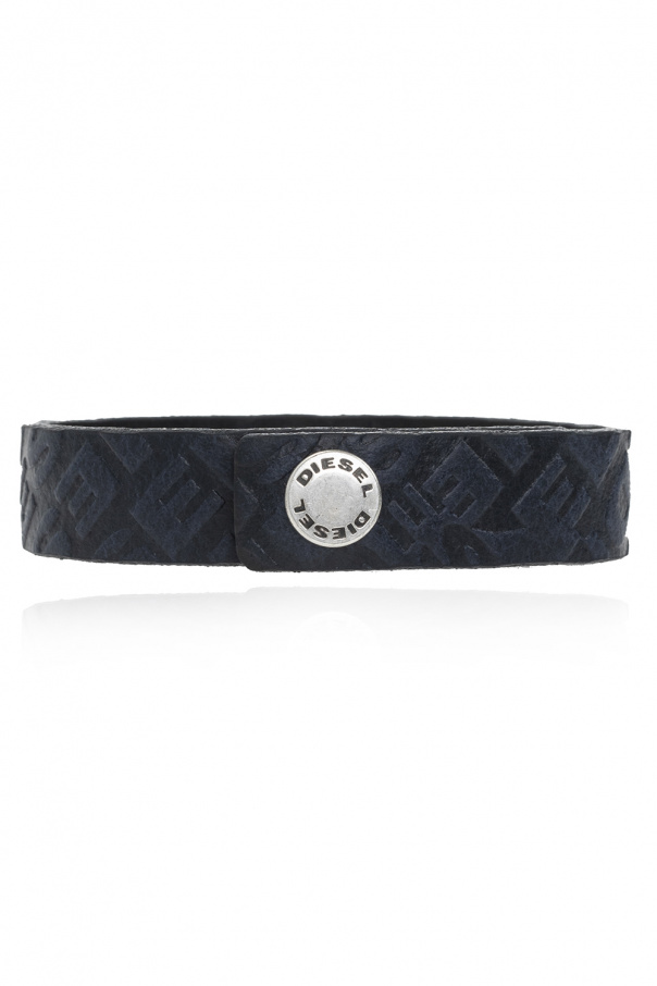 Diesel Leather bracelet with logo