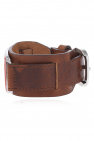 Diesel BROWN 'A-PLAQUE' leather bracelet