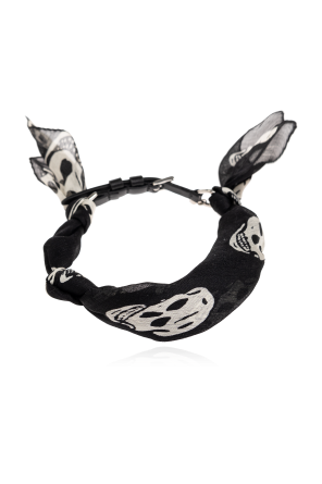 Alexander McQueen Pulsera de seda con motivo de calavera