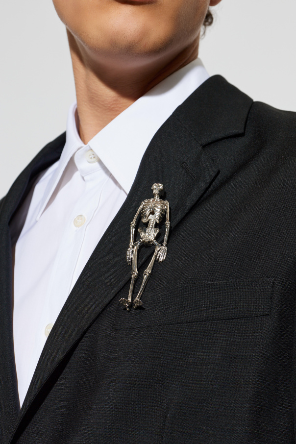 Alexander McQueen Broche con motivo de esqueleto