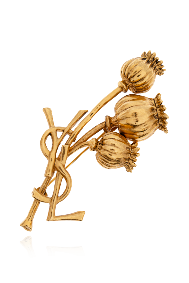 Brooch in the shape of a logo with a floral motif od Saint Laurent