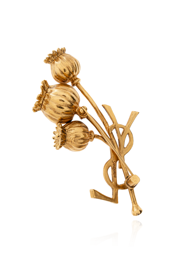 Saint Laurent Brooch in the shape of a logo with a floral motif