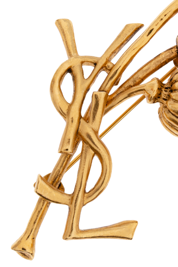 Saint Laurent Brooch in the shape of a logo with a floral motif